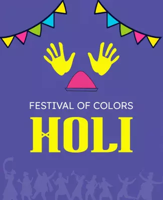 Festive Purple Holi Celebration Festival of Colors Poster Template