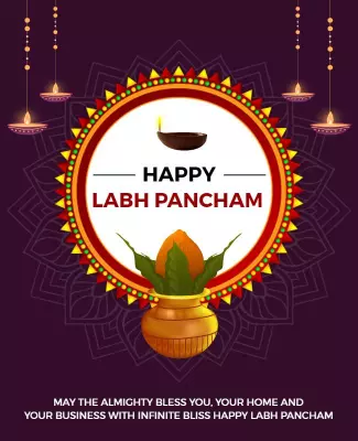 Festive Purple Labh Pancham Celebration Poster Template