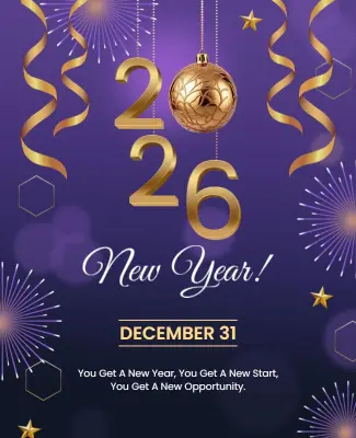 Festive Purple New Year Celebration Flyer Template