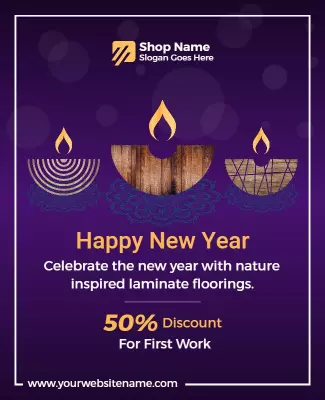 Festive Purple New Year Nature-Inspired Flooring Sale Poster Template