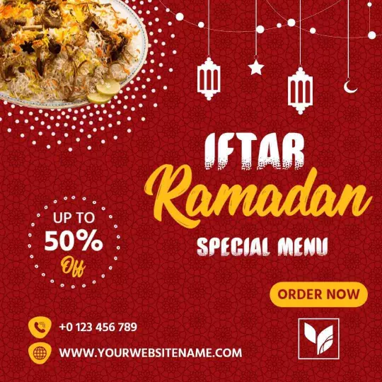 Festive Ramadan Iftar Special Menu with Discounts Ad Template