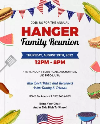 Festive Red and Blue Family Reunion Celebration Poster Template