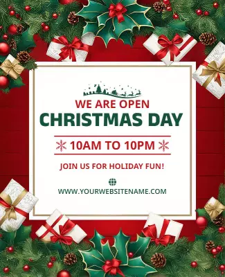 Festive Red and Green Christmas Day Announcement Poster Template