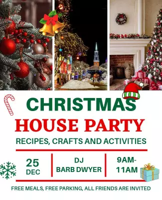 Festive Red and Green Christmas House Party Poster Template