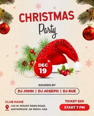 Festive Red and Green Christmas Party Celebration Poster Template
