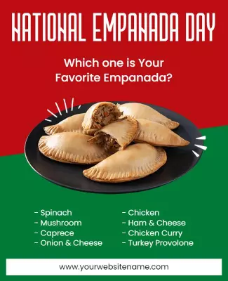 Festive Red and Green National Empanada Day Poster Template