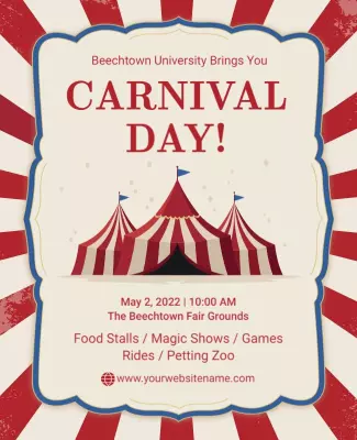 Festive Red and White Carnival Day Celebration Poster Template