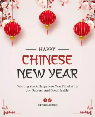Festive Red and White Chinese New Year Celebration Poster Template