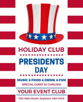 Festive Red and White Patriotic Presidents Day Celebration Poster Template