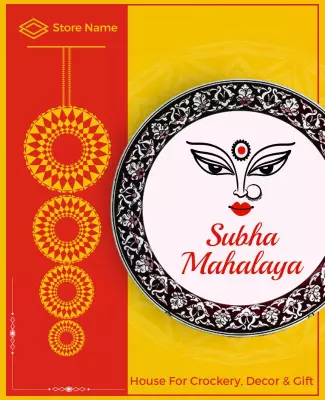 Festive Red and Yellow Cultural Decorative Store Poster Template