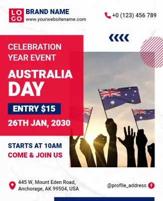 Festive Red Australia Day Celebration Event Poster Template