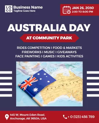 Festive Red Australia Day Community Celebration Poster Template