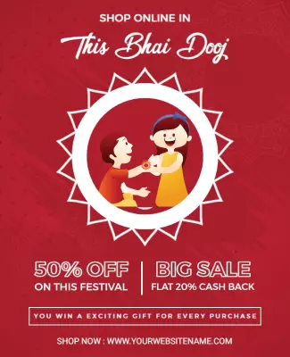 Festive Red Bhai Dooj Celebration Sale Poster Template