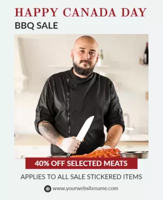Festive Red Canada Day BBQ Sale Poster Template