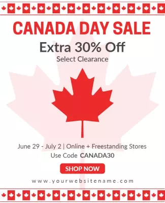 Festive Red Canada Day Sale Clearance Poster Template