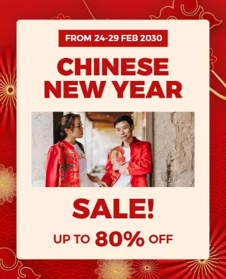 Festive Red Chinese New Year Sale Announcement Poster Template