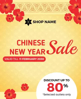 Festive Red Chinese New Year Sale Discount Poster Template