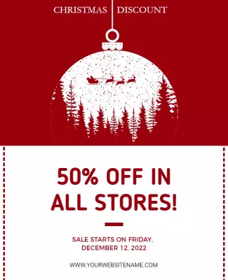 Festive Red Christmas Discount Sale Poster Template