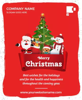 Festive Red Christmas Greeting Card Poster Template