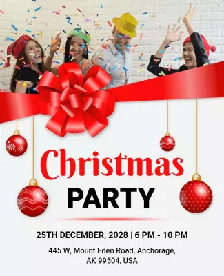 Festive Red Christmas Party Celebration Poster Template