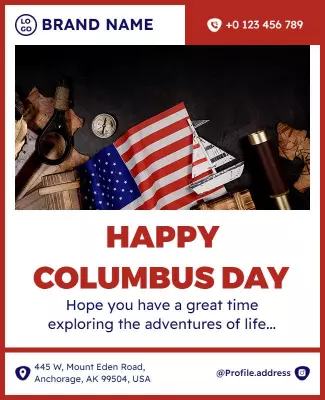 Festive Red Columbus Day Celebration Poster Template