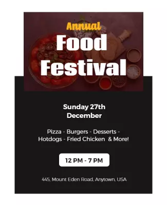 Festive Red Culinary Extravaganza Food Festival Poster Template
