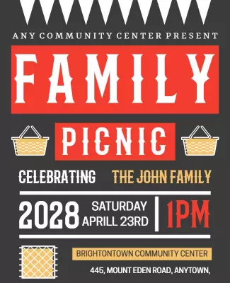 Festive Red Family Picnic Celebration Poster Template