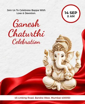 Festive Red Ganesh Chaturthi Celebration Event Poster Template