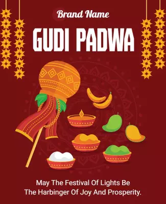 Festive Red Gudi Padwa Celebration Flyer Template