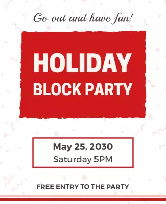 Festive Red Holiday Block Party Celebration Poster Template