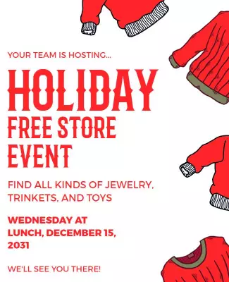 Festive Red Holiday Free Store Event Poster Template