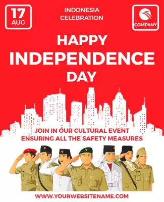 Festive Red Independence Day Celebration Poster Template