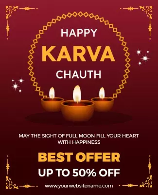 Festive Red Karva Chauth Celebration Sale Poster Template