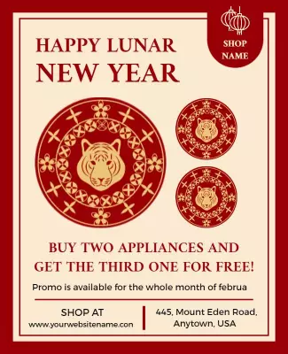 Festive Red Lunar New Year Promotion Poster Template