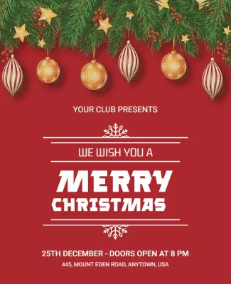 Festive Red Merry Christmas Celebration Poster Template