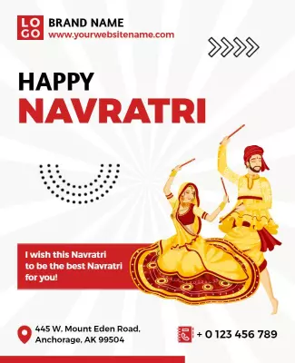 Festive Red Navratri Celebration with Dance Poster Template