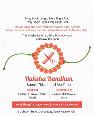 Festive Red Raksha Bandhan Makeover Celebration Poster Template