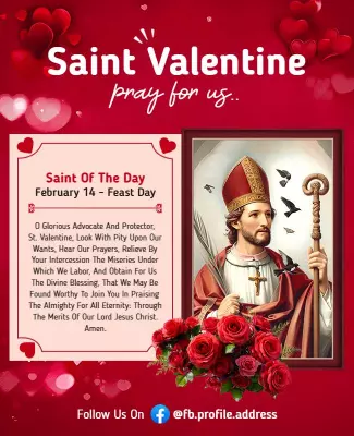 Festive Red Saint Valentine Feast Day Prayer Poster Template