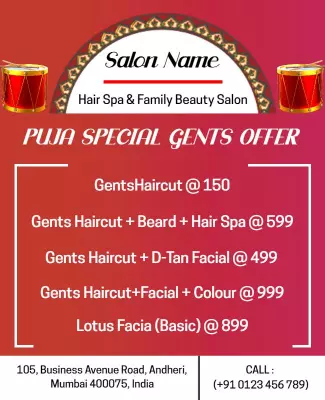 Festive Red Salon Special Offer for Gents Haircare Poster Template