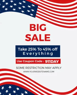 Festive Red White Blue Big Sale Discount Event Poster Template