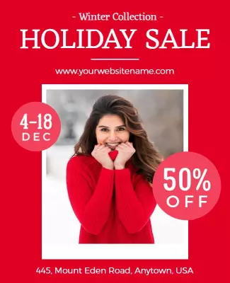 Festive Red Winter Fashion Sale Holiday Flyer Template