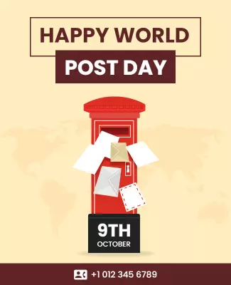 Festive Red World Post Day Celebration Poster Template