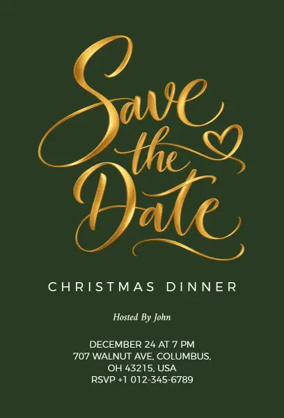 Festive Save the Date Christmas Dinner Invitation Template