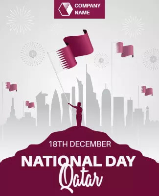 Festive Silhouette National Day Celebration in Qatar Poster Template