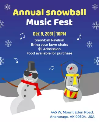 Festive Snowy Winter Music Festival Poster Template