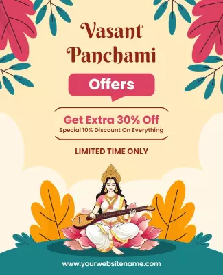 Festive Spring Vasant Panchami Discounts Offer Poster Template