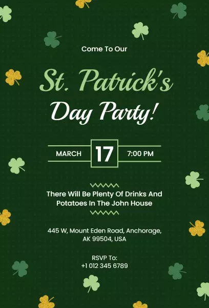 Festive St. Patrick's Day Celebration Party Invitation Template