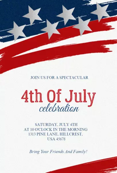 Festive Stars and Stripes 4th of July Celebration Invitation Template