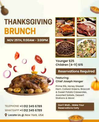Festive Thanksgiving Brunch Celebration Invitation Poster Template