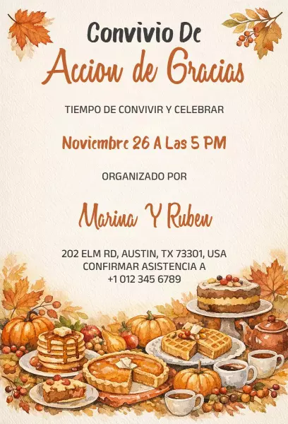 Festive Thanksgiving Family Gathering Celebration Invitation Template